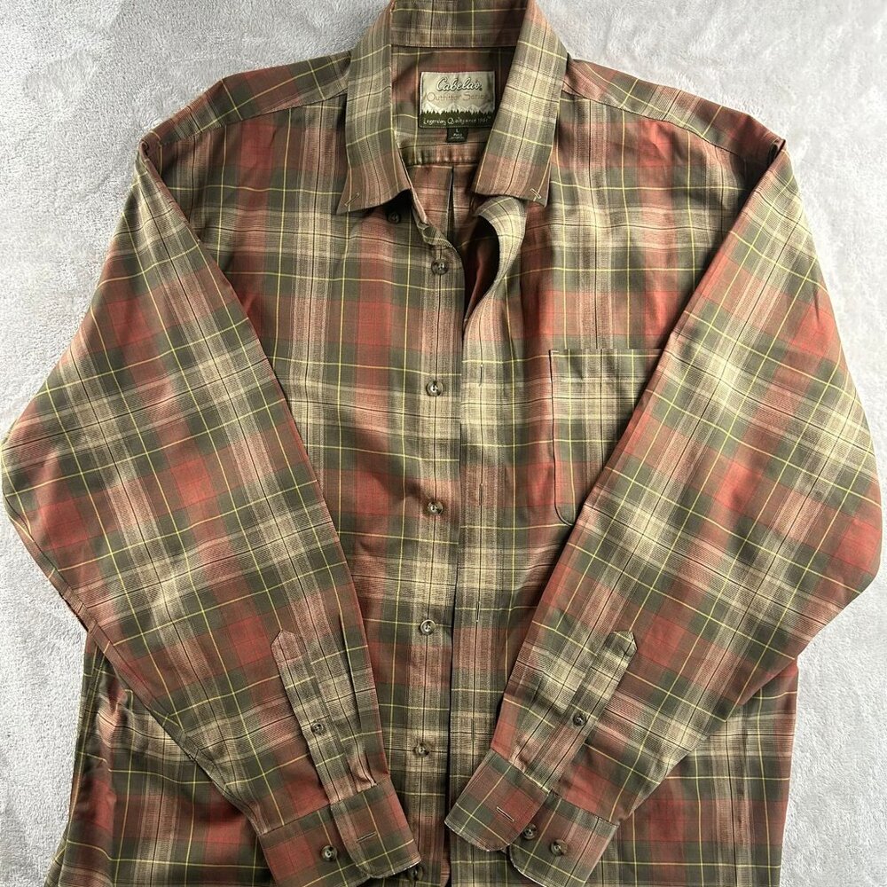 Cabelas Shirt Male Size L Long Sleeve Solid Multicolor Casual Outdoor Formal